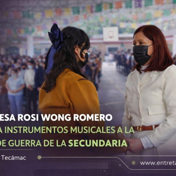 ALCALDESA ROSI WONG ENTREGA INSTRUMENTOS A BANDA DE GUERRA DE LA SECUNDARIA JUSTO SIERRA EN XOLOX